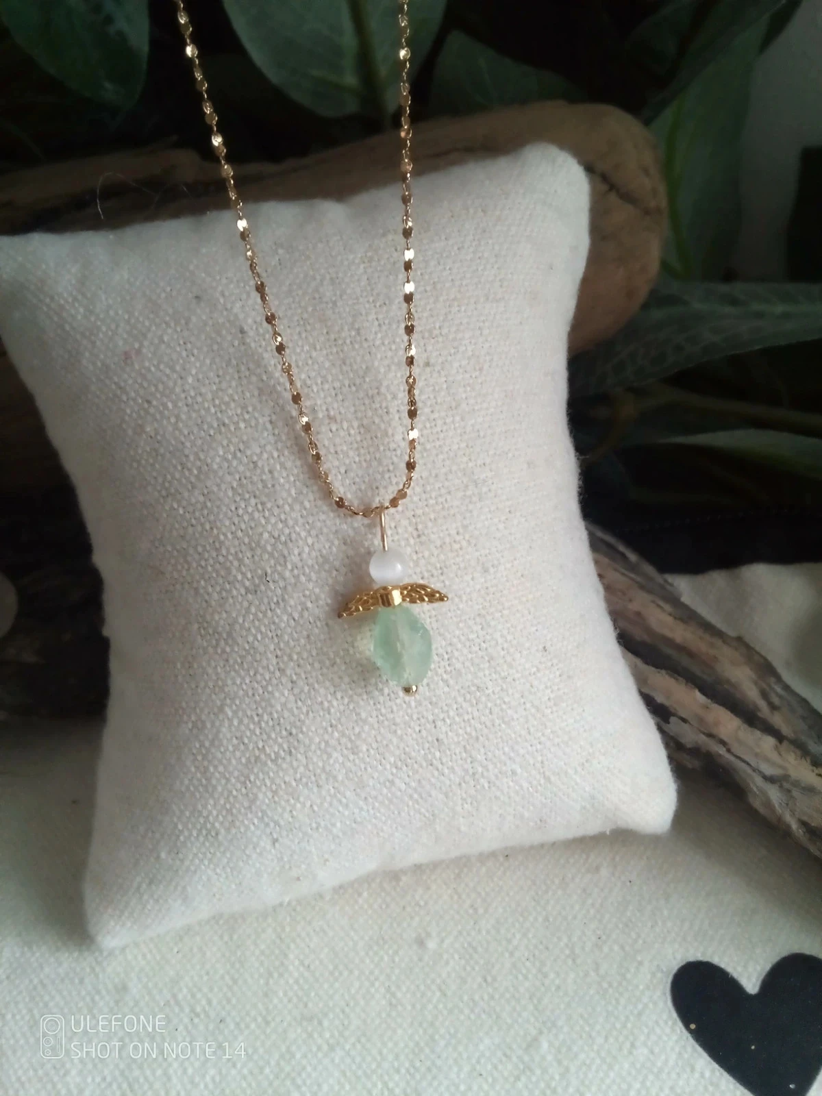 Collier ange sélénite + fluorine + carte offerte – photo 2